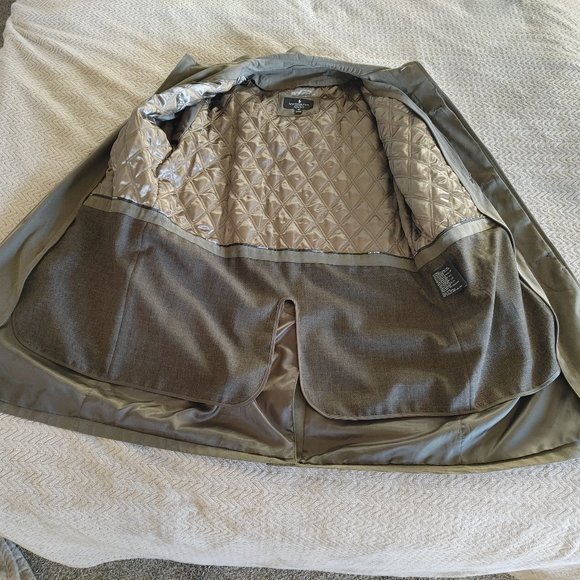 Men's London Fog Trench Coat - Size 40S - Color Dark Green - Picture 15 of 16